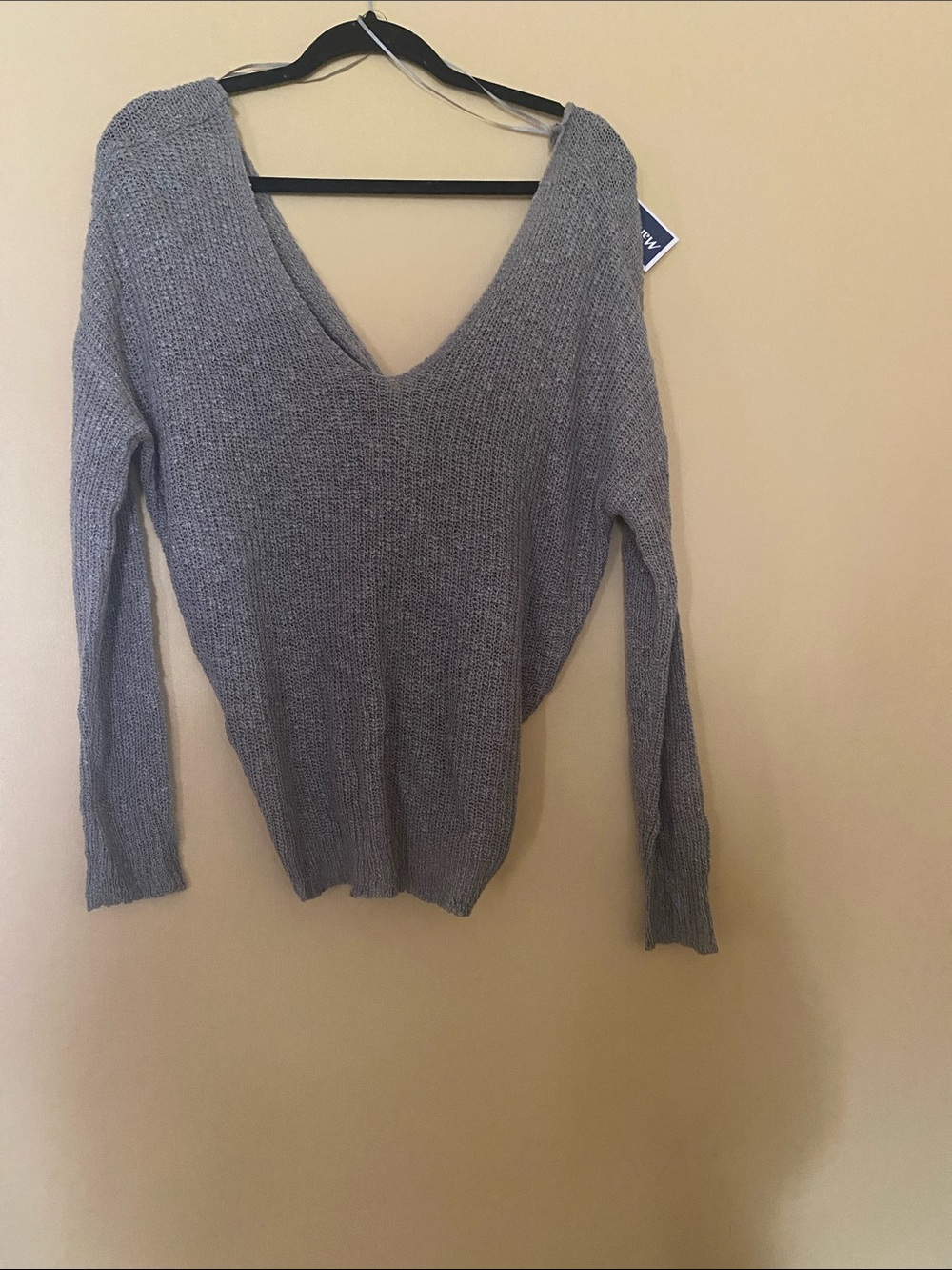 moon & madison Gray V-Neck Knit Sweater